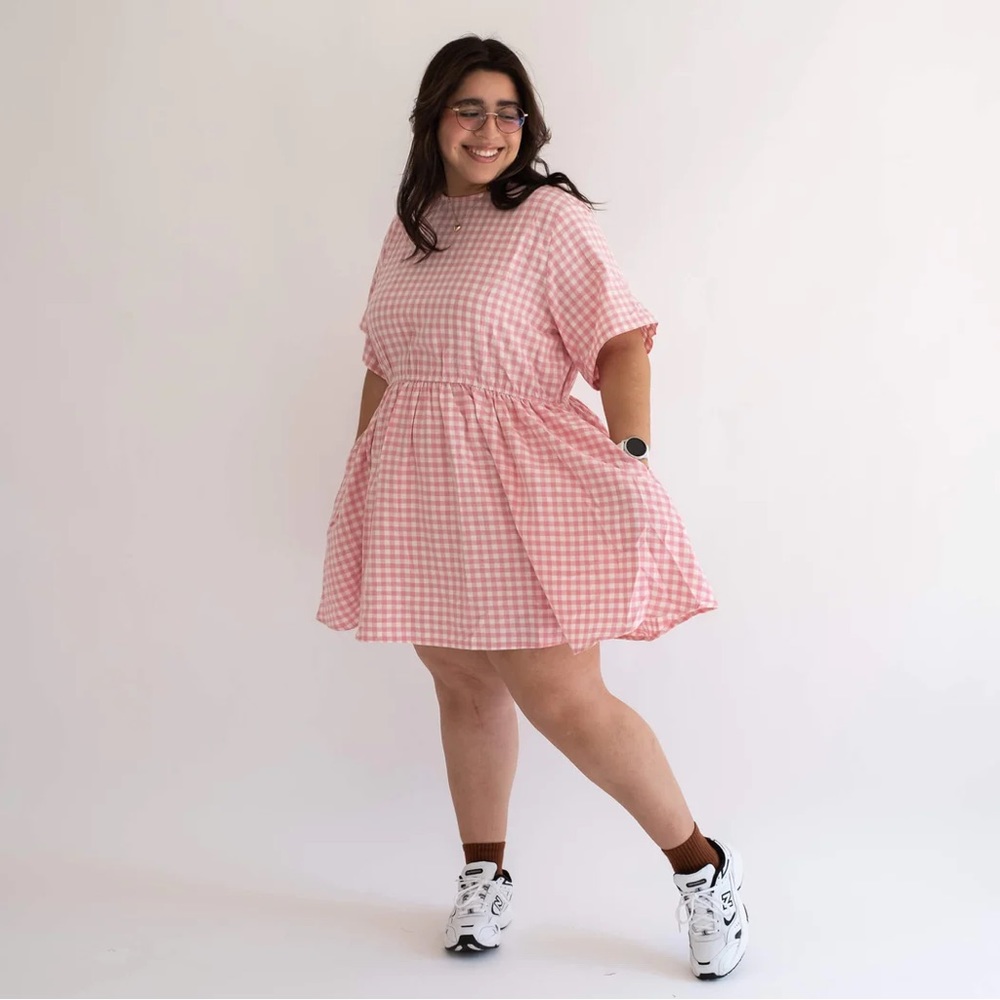 NWOT Shiny by Nature Cotton Pink Gingham Dress